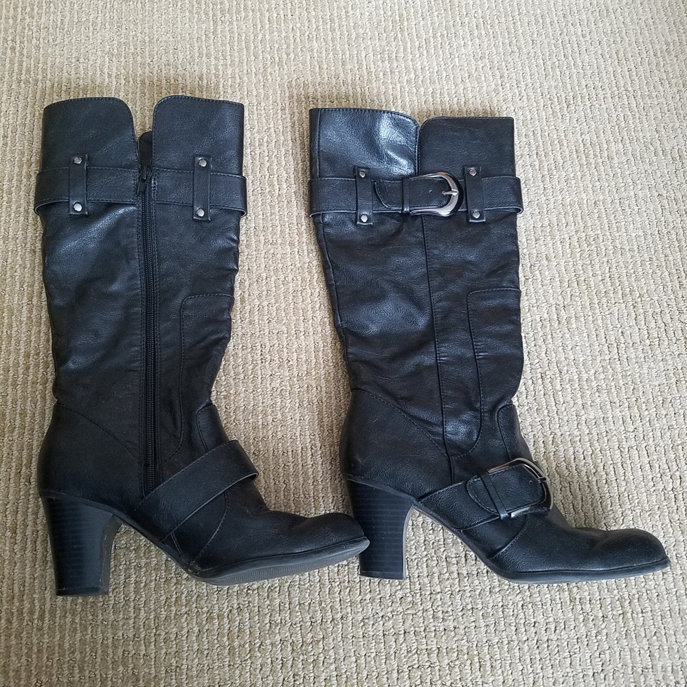 3" heel boots with buckles 8.5